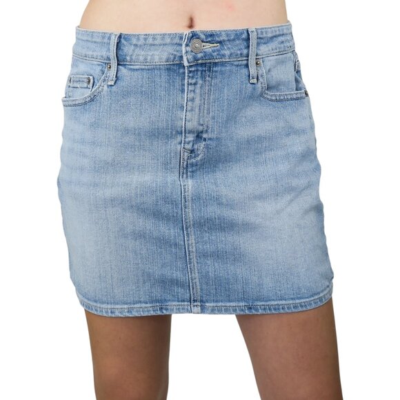 Levis Light Wash Mid Rise Denim Mini Skirt - Picture 2 of 8